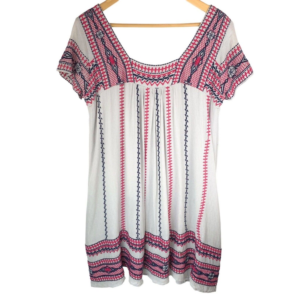 Maeve Anthropologie Embroidered Ruidoso Dress. Gray Pink Black. Small Flowy Boho